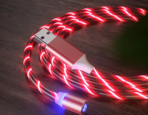 Красный кабель магнитный светящийся для зарядки iphone / micro usb / type-c