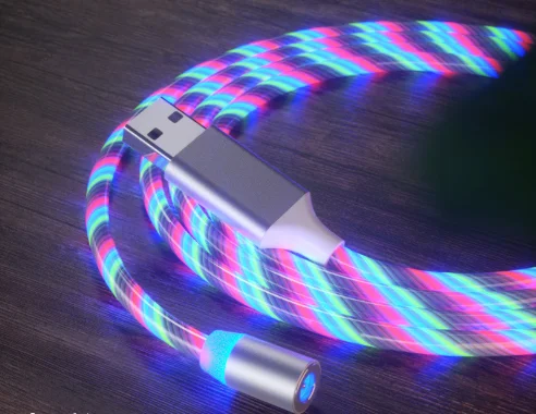 Розовый кабель магнитный светящийся для зарядки iphone / micro usb / type-c