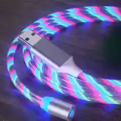 Розовый кабель магнитный светящийся для зарядки iphone / micro usb / type-c