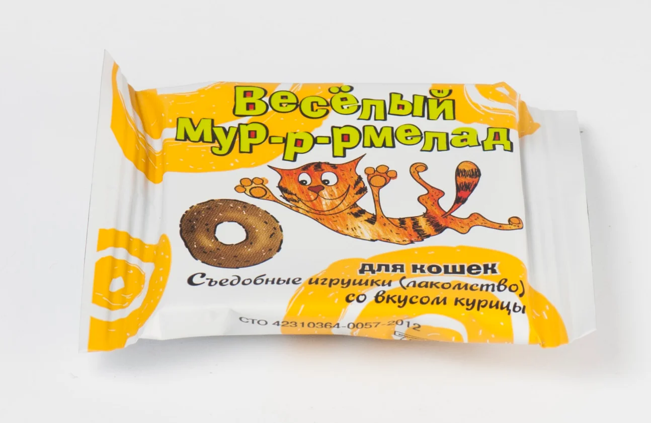 Лакомство для кошек "Веселый Мур-р-рмелад" с курицей, 6гр