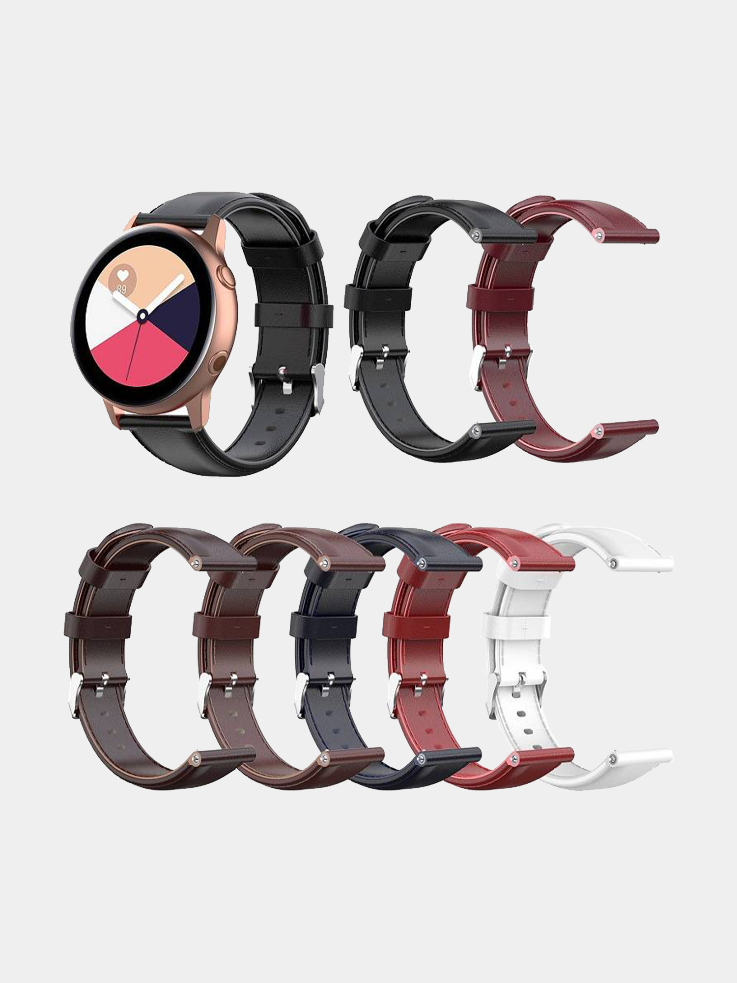 Кожаный ремешок для Xiaomi Amazfit Bip (Lite)/GTR 42 мм/GTS/Samsung gear S2  Classic/Samsung Galaxy Watch Active/Samsung Galaxy Watch 42 мм/Huawei Watch  2/Huawei Watch GT 42 мм/Garmin Vivoactive 3/vivoactive 3 music купить по  цене