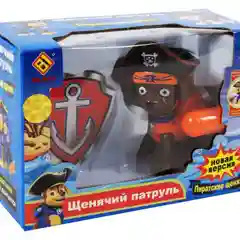 Оранжевый 6  фигурок щенков   9см с рюкзаками и значками  (Пираты)   в отдельных коробках