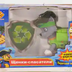 Зеленый 6  фигурок щенков   9см с рюкзаками и значками  (Пираты)   в отдельных коробках