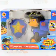 Синий 6  фигурок щенков   9см с рюкзаками и значками  (Пираты)   в отдельных коробках