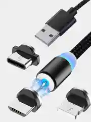 Магнитный кабель с коннектором для зарядки телефона Lightning iPhone/micro-USB/Type-C