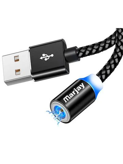 Черный магнитный кабель с коннектором для зарядки телефона Lightning iPhone/micro-USB/Type-C