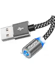 Серый магнитный кабель с коннектором для зарядки телефона Lightning iPhone/micro-USB/Type-C