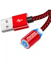 Красный магнитный кабель с коннектором для зарядки телефона Lightning iPhone/micro-USB/Type-C
