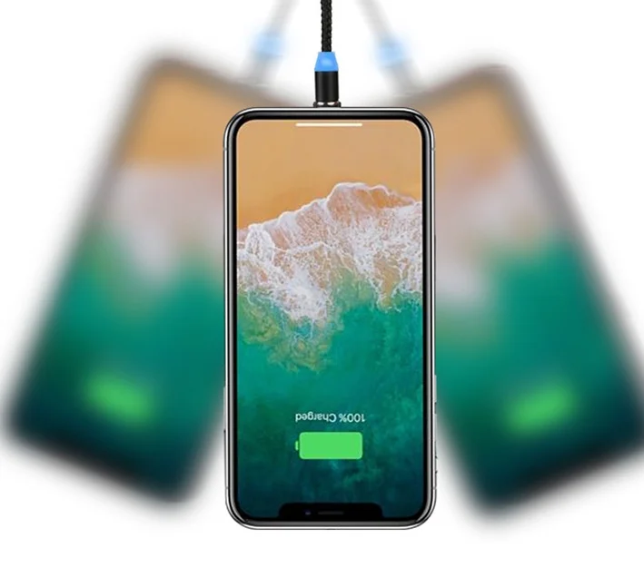 Магнитный кабель с коннектором для зарядки телефона Lightning iPhone/micro-USB/Type-C