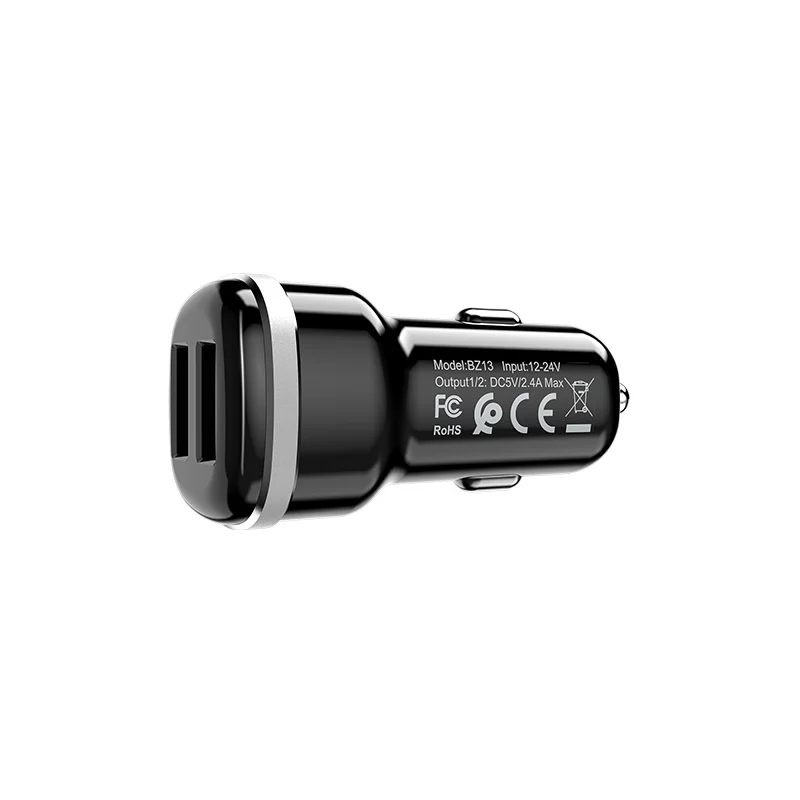 Черный автомобильное зарядное устройство Borofone BZ13 Extreme с 2 USB портами, 2.4А, 5V