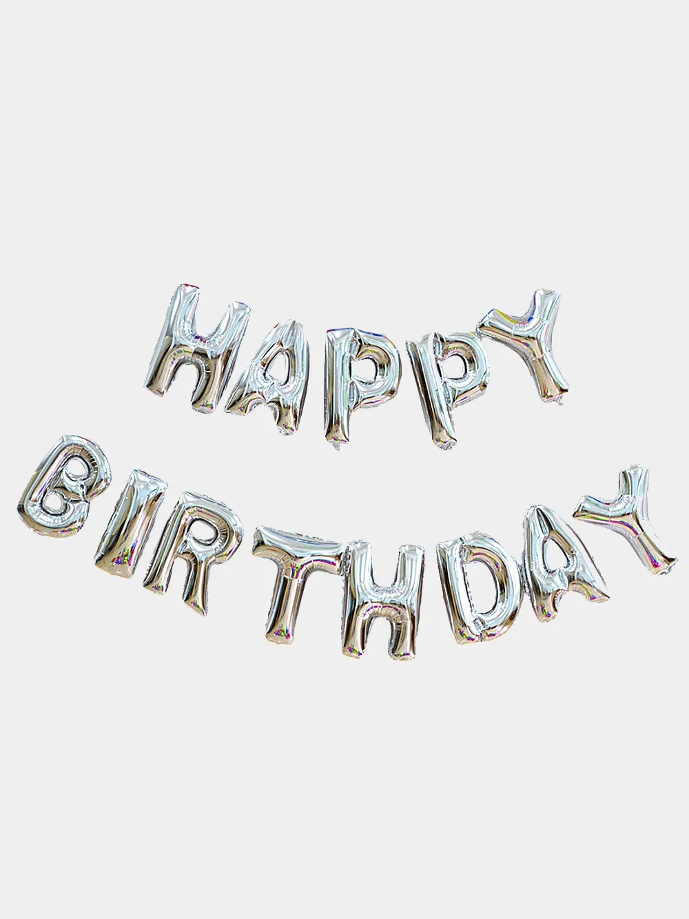 Серебряный растяжка шаров 41 см "Happy Birthday" (13 видов)
