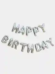 Серебряный растяжка шаров 41 см "Happy Birthday" (13 видов)