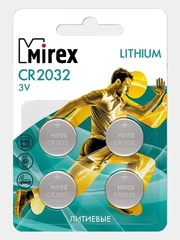 Батарейка литиевая Mirex CR 2032 3V, 4 шт