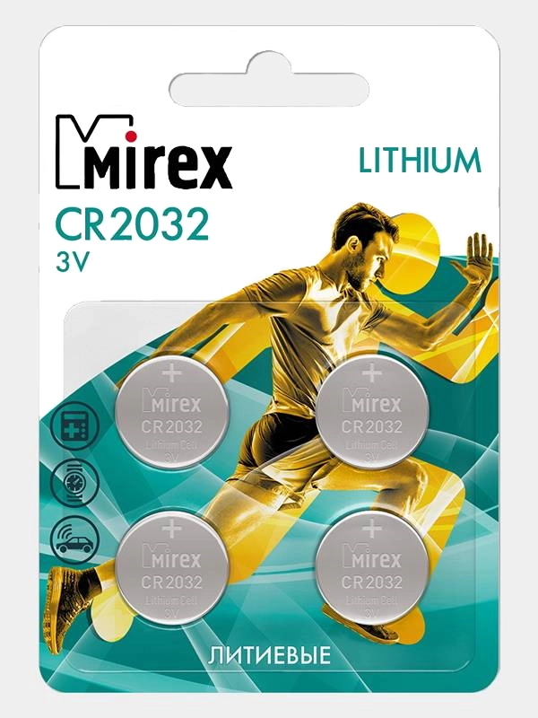 Батарейка литиевая Mirex CR 2032 3V, 4 шт