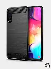 Красный чехол Samsung A50 / A30S имитация под карбон и металл