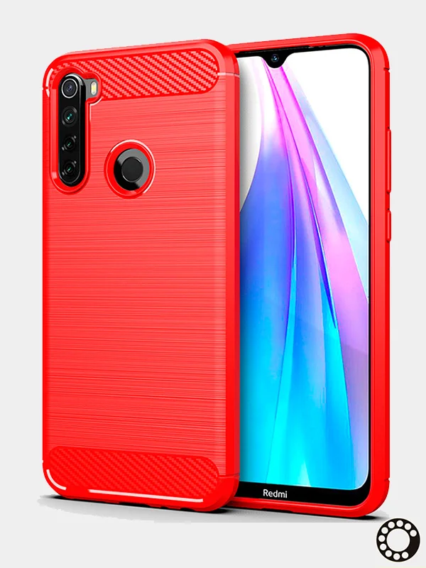 Красный чехол Xiaomi Redmi Note 8T имитация вставок под карбон