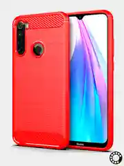 Красный чехол Xiaomi Redmi Note 8T имитация вставок под карбон