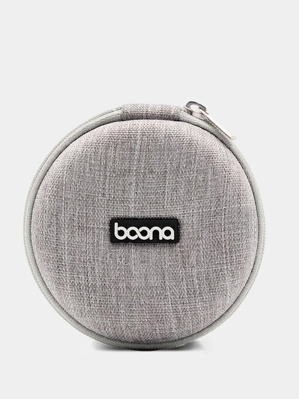 Серый меланж чехол "Boona BN-F002" для наушников, органайзер для наушников, кейс, футляр, пенал pkt