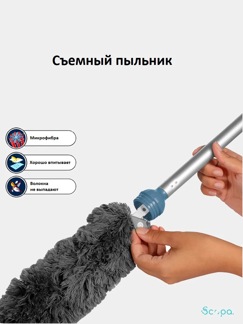 Набор для уборки: метелка и пылесборник из микрофибры