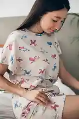 Пижама женская “Птички” Tolstoywear, бежевая, 100% хлопок
