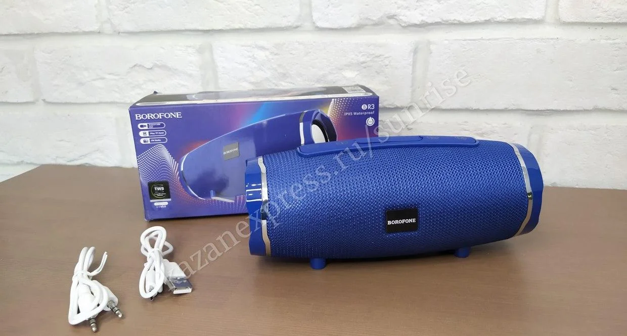 Синий bluetooth колонка Borofone BR3