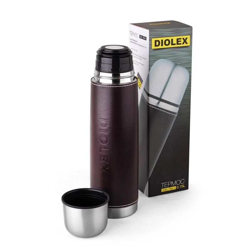 Термос Diolex DXL-1000-1 с узким горлом 1000 мл, кнопка, из нержавеющей стали