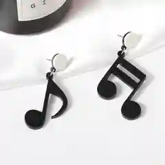 Серьги" Ноты", цвет черный