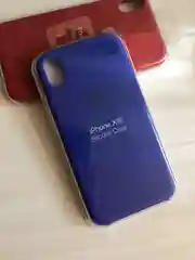 Синий защитный силиконовый чехол для iPhone XR с яблоком