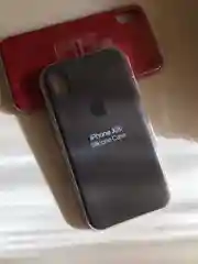 Угольный защитный силиконовый чехол для iPhone XR с яблоком