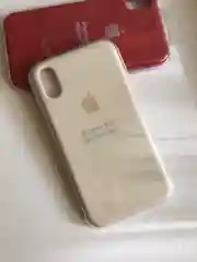 Бежевый меланж защитный силиконовый чехол для iPhone XR с яблоком