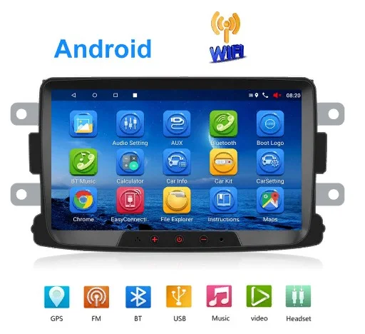 Магнитола Podofo Q3236 для Renault Sandero/Duster/Logan (9 дюймов, Android 8.1)