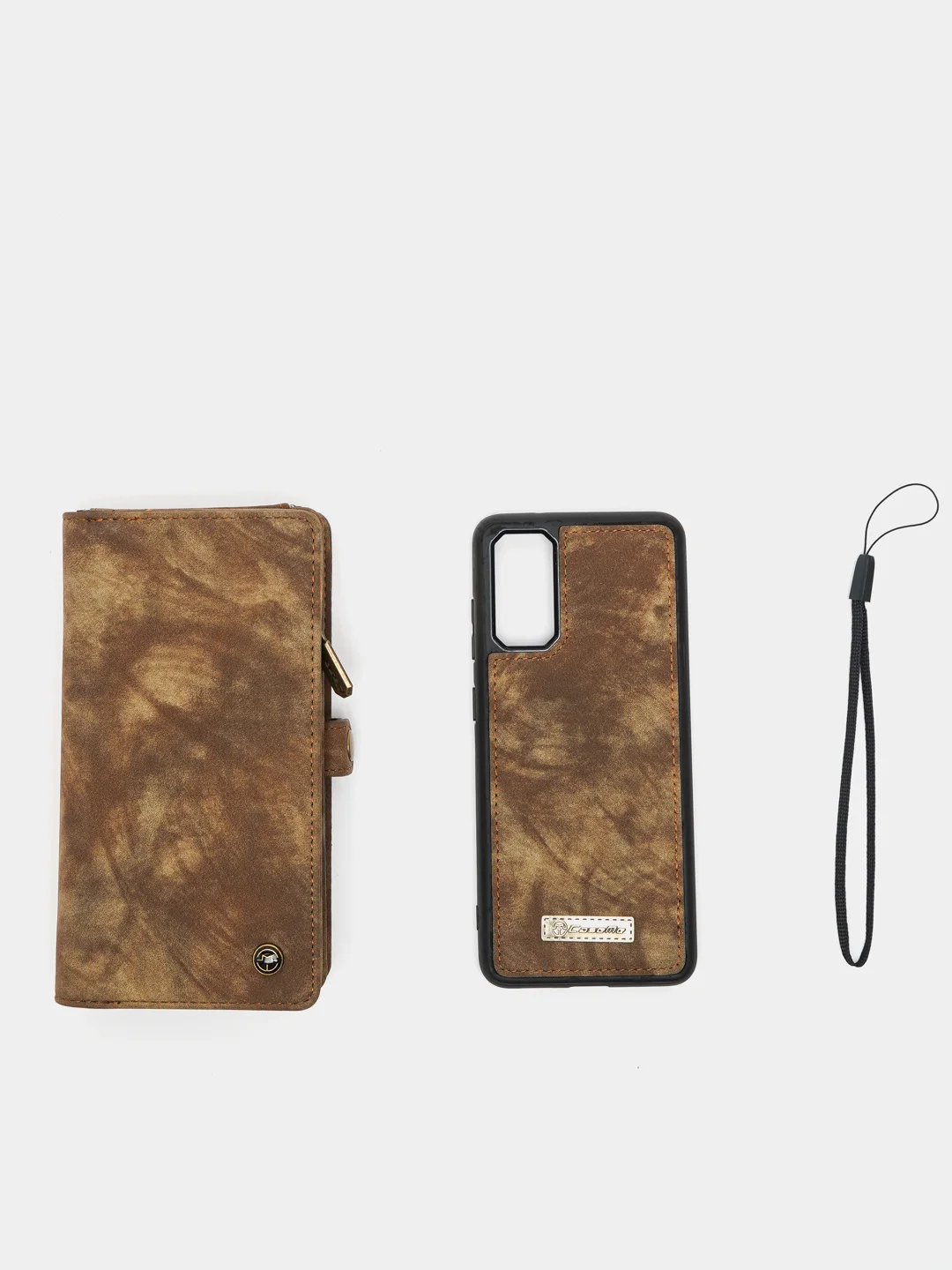 Коричневый кошелек  + чехол из эко кожи Samsung A50, A70, S10, S10+, S20