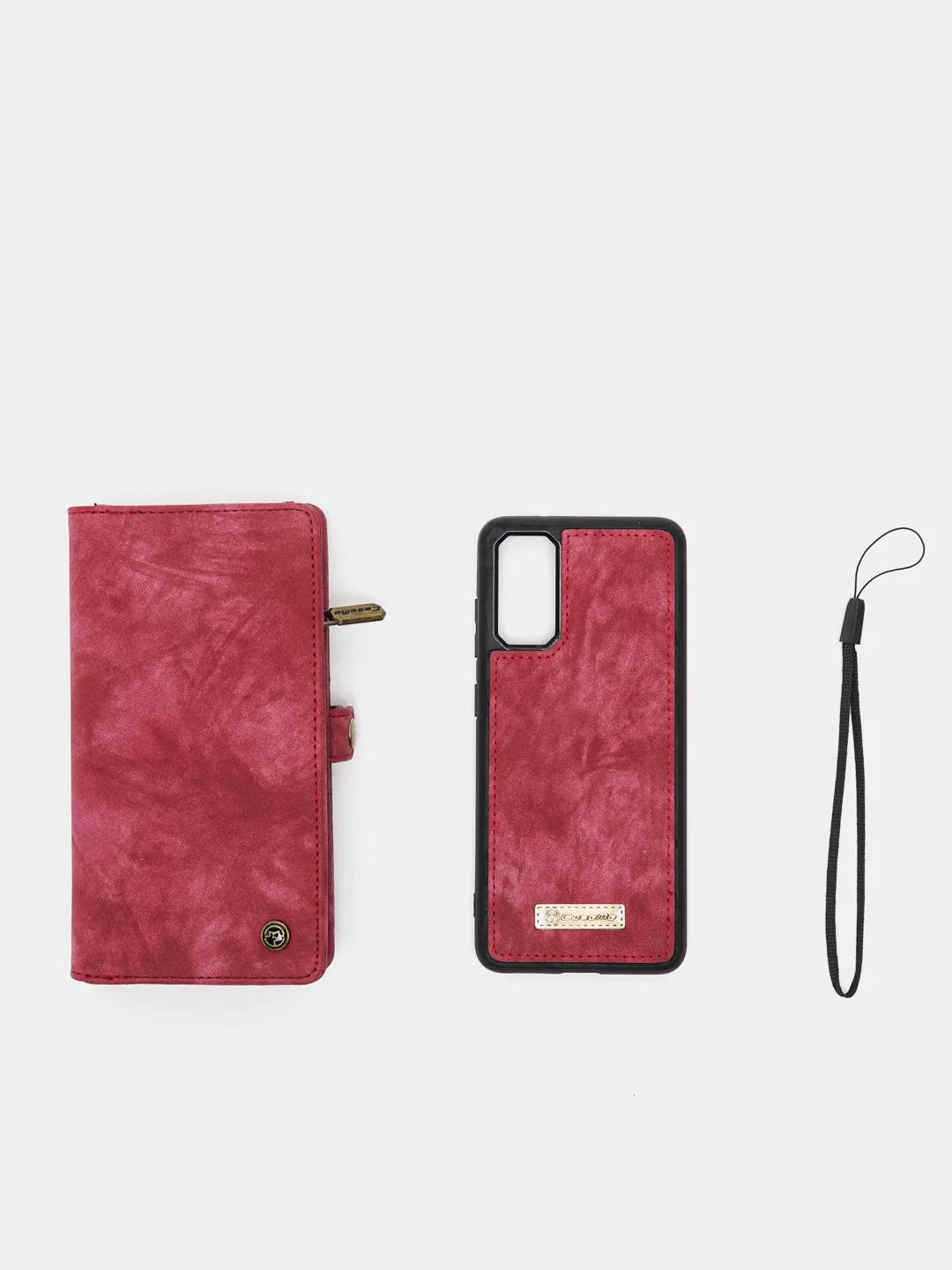 Красный кошелек  + чехол из эко кожи Samsung A50, A70, S10, S10+, S20