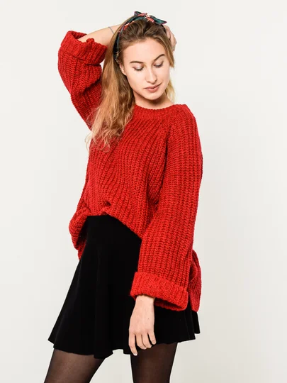 Свитер вязаный оверсайз крупной вязки Knit