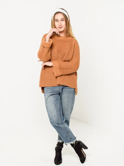 Свитер вязаный оверсайз крупной вязки Knit