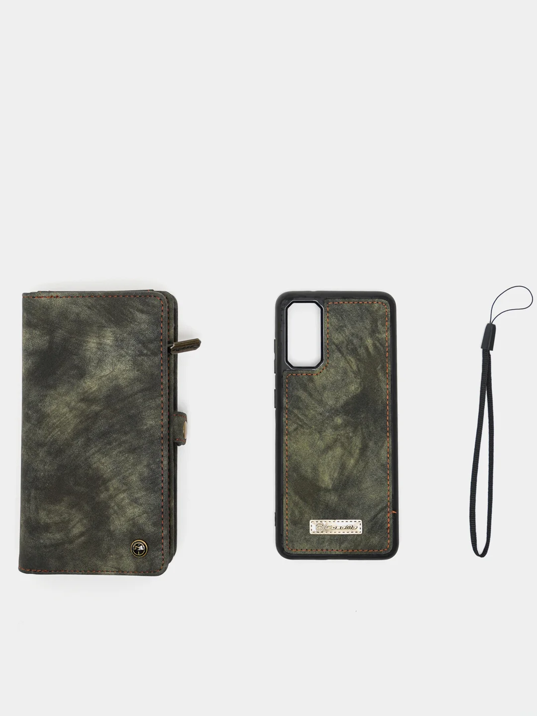 Оливковый кошелек  + чехол из эко кожи Samsung A50, A70, S10, S10+, S20