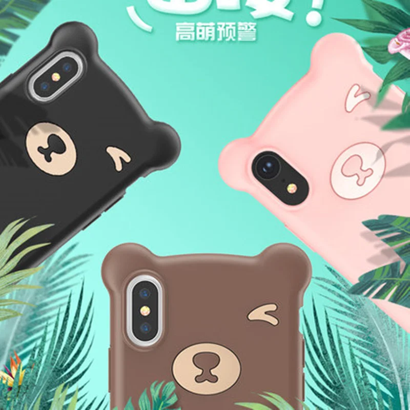 Коричневый чехол Baseus Bear Silicone Case Apple iPhone X, XS, XS Max с ремешком