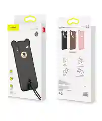 Коричневый чехол Baseus Bear Silicone Case Apple iPhone X, XS, XS Max с ремешком