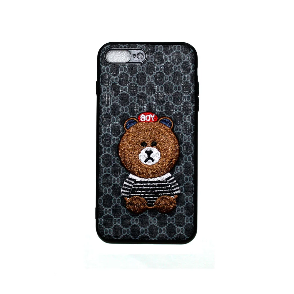 Серый чехол для iPhone с мишкой