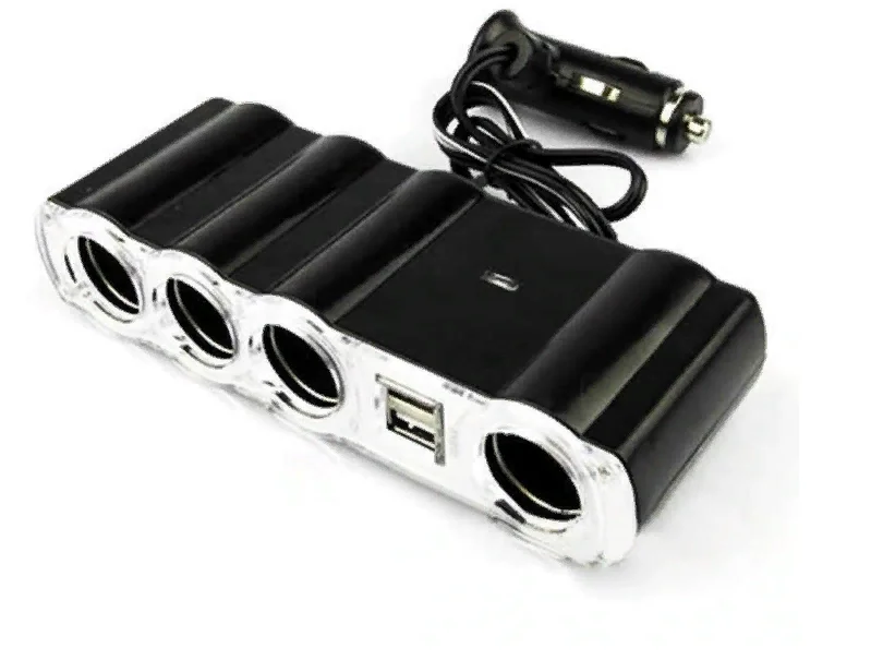 Разветвитель прикуривателя на 4 гнезда+2USB WF-4008, хаб, зарядное устройсво автомобильное