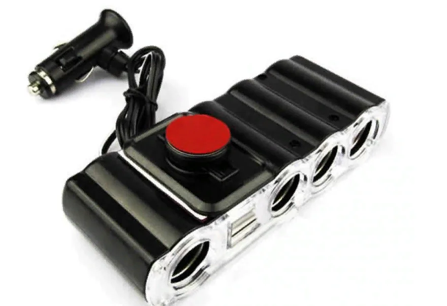 Разветвитель прикуривателя на 4 гнезда+2USB WF-4008, хаб, зарядное устройсво автомобильное