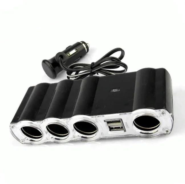 Разветвитель прикуривателя на 4 гнезда+2USB WF-4008, хаб, зарядное устройсво автомобильное