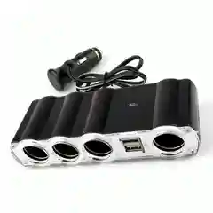 Разветвитель прикуривателя на 4 гнезда+2USB WF-4008, хаб, зарядное устройсво автомобильное