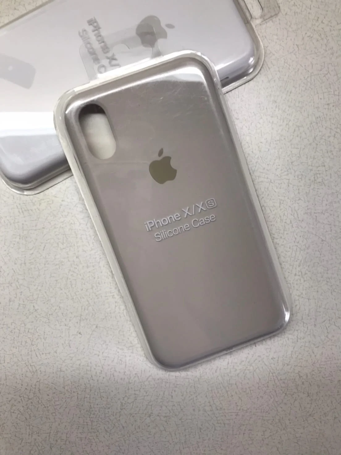 Серый меланж защитный силиконовый чехол для iphone X iphone 10 с яблоком