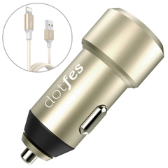Dotfes / АЗУ Dotfes B03s 2xUSB, 4.8A + кабель Lightning gold