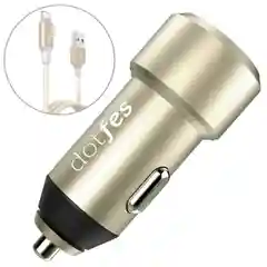 Dotfes / АЗУ Dotfes B03s 2xUSB, 4.8A + кабель Lightning gold