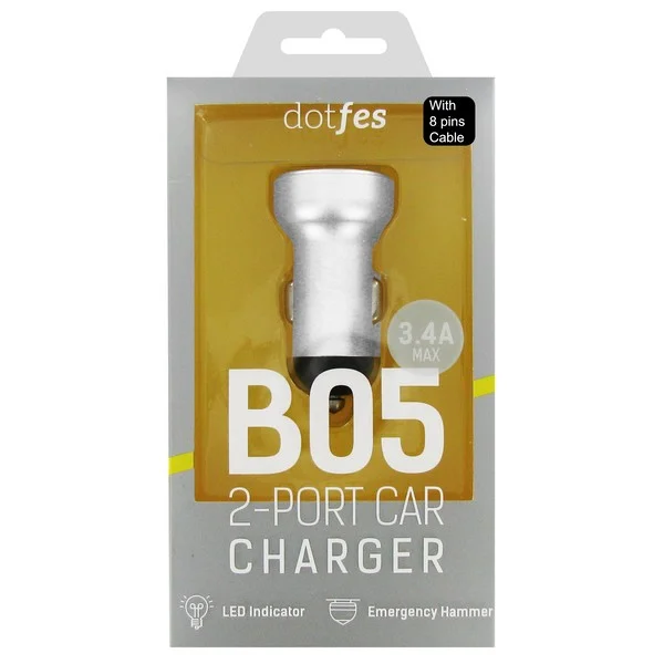 Dotfes / АЗУ Dotfes B05L 2xUSB, 3.4A, silver + кабель Lightning