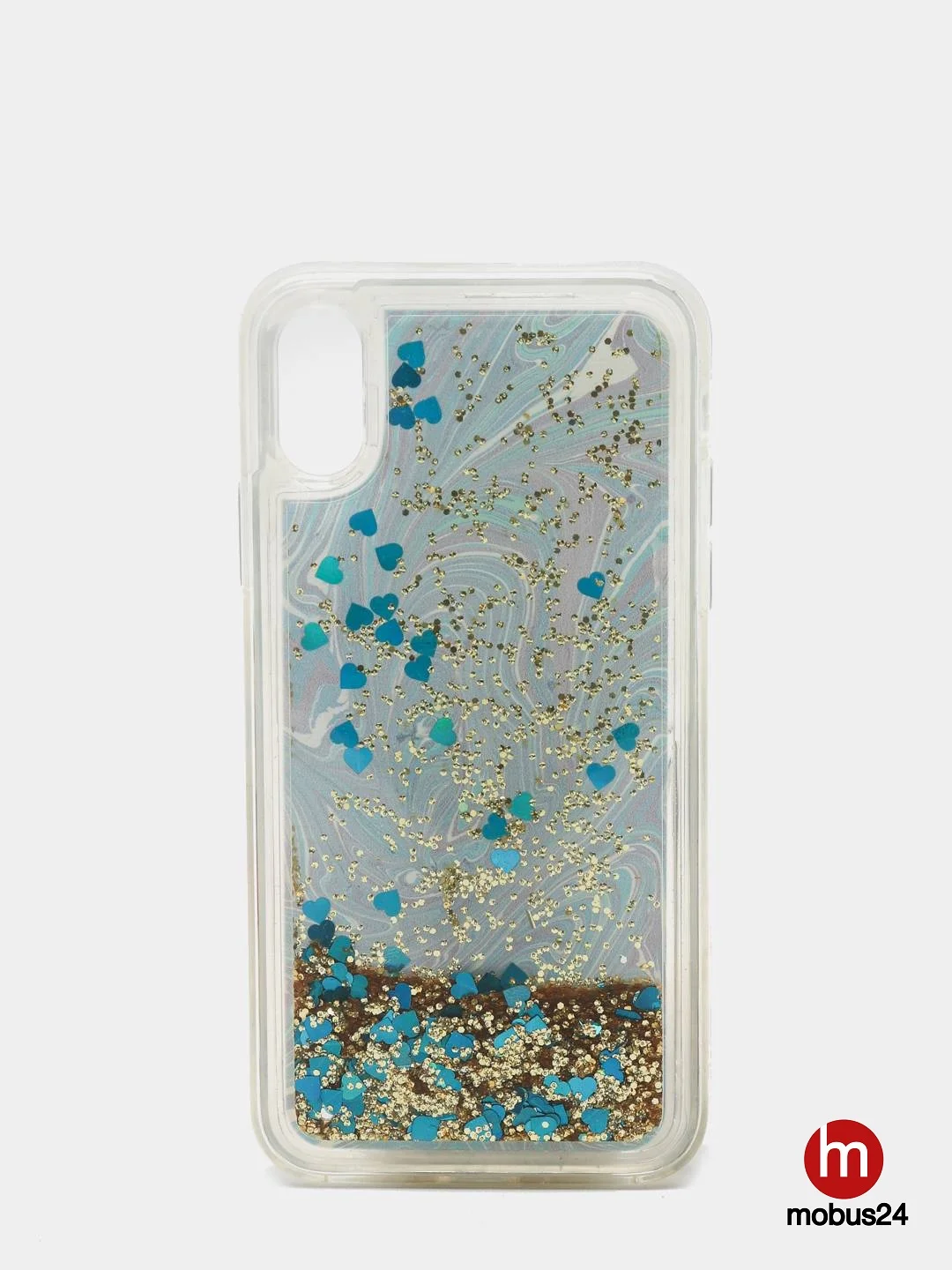 Голубой чехол с блестками для iPhone X, XS