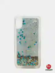 Голубой чехол с блестками для iPhone X, XS
