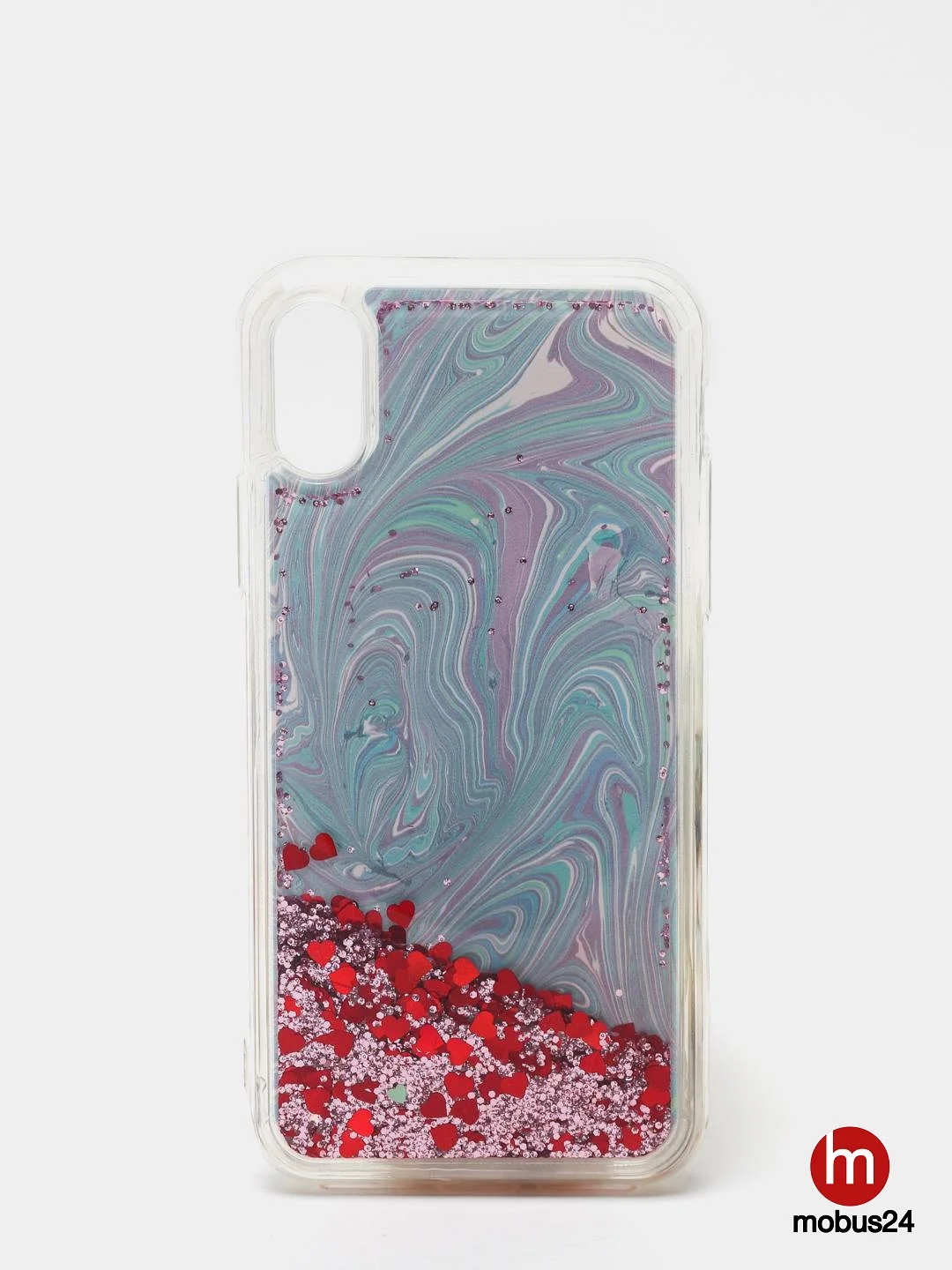 Красный чехол с блестками для iPhone X, XS